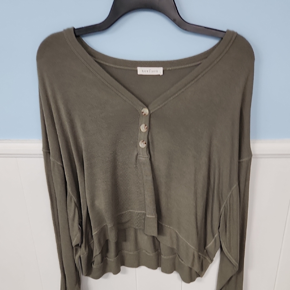 Neuflora Olive Button Down Top